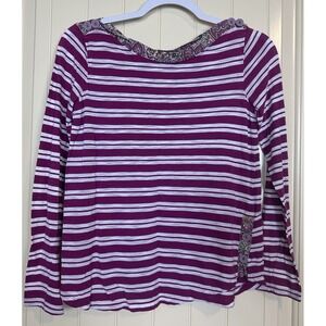 ANTHROPOLOGIE Postmark striped Casual‎ cotton blend long sleeve shirt sz XS